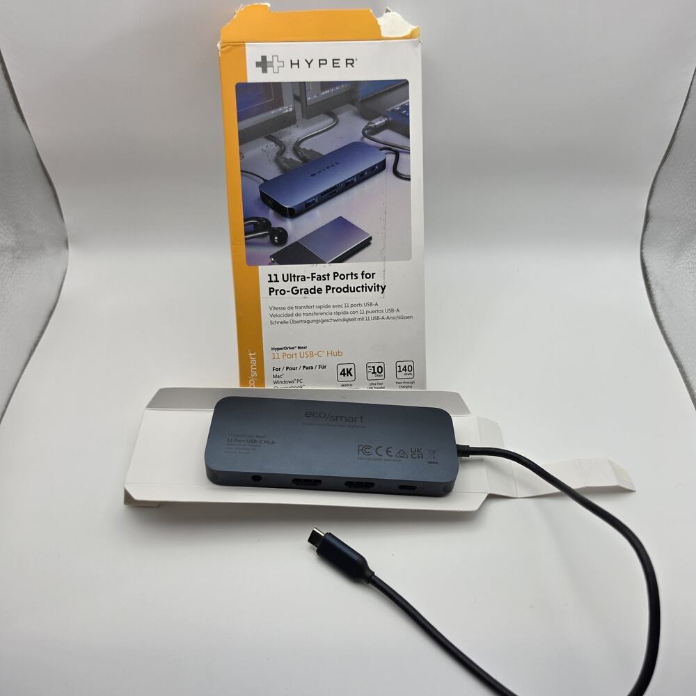 Hyper HyperDrive Next 11-Port USB-C Hub HD4006GL-90 4K 140W Dock Open Box